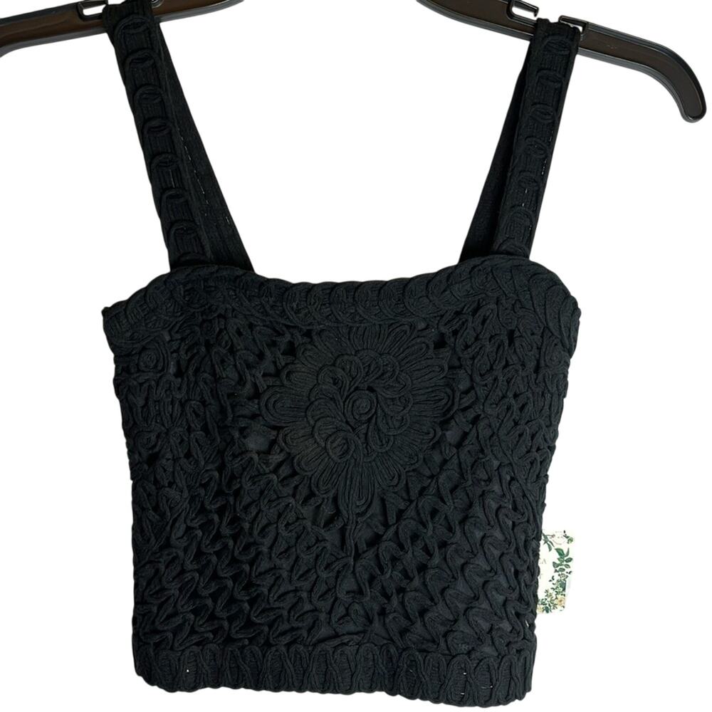 Chelsea & Violet Crotchet Knit Black Boho Tank Top Size L